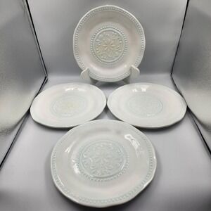 4 Tommy Bahama Melamine Plates Dinner Coastal Beach‎ White Blue Set of  11"